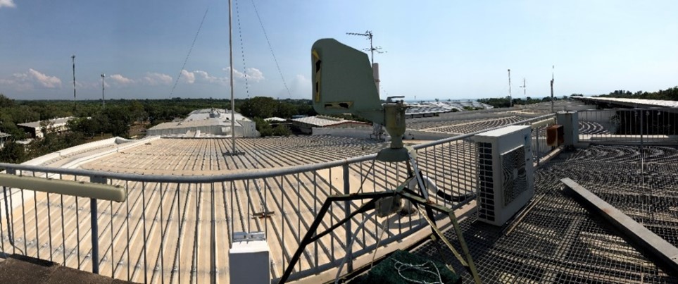 A photo of the pollen collector machine on the roof of Charles Darwin University